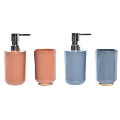Bath Set DKD Home Decor Natural Grey Orange Coral Aluminium Bamboo PS Modern (9 x 7 x 16 cm) (2 Units) (7 x 7 x 16 cm)