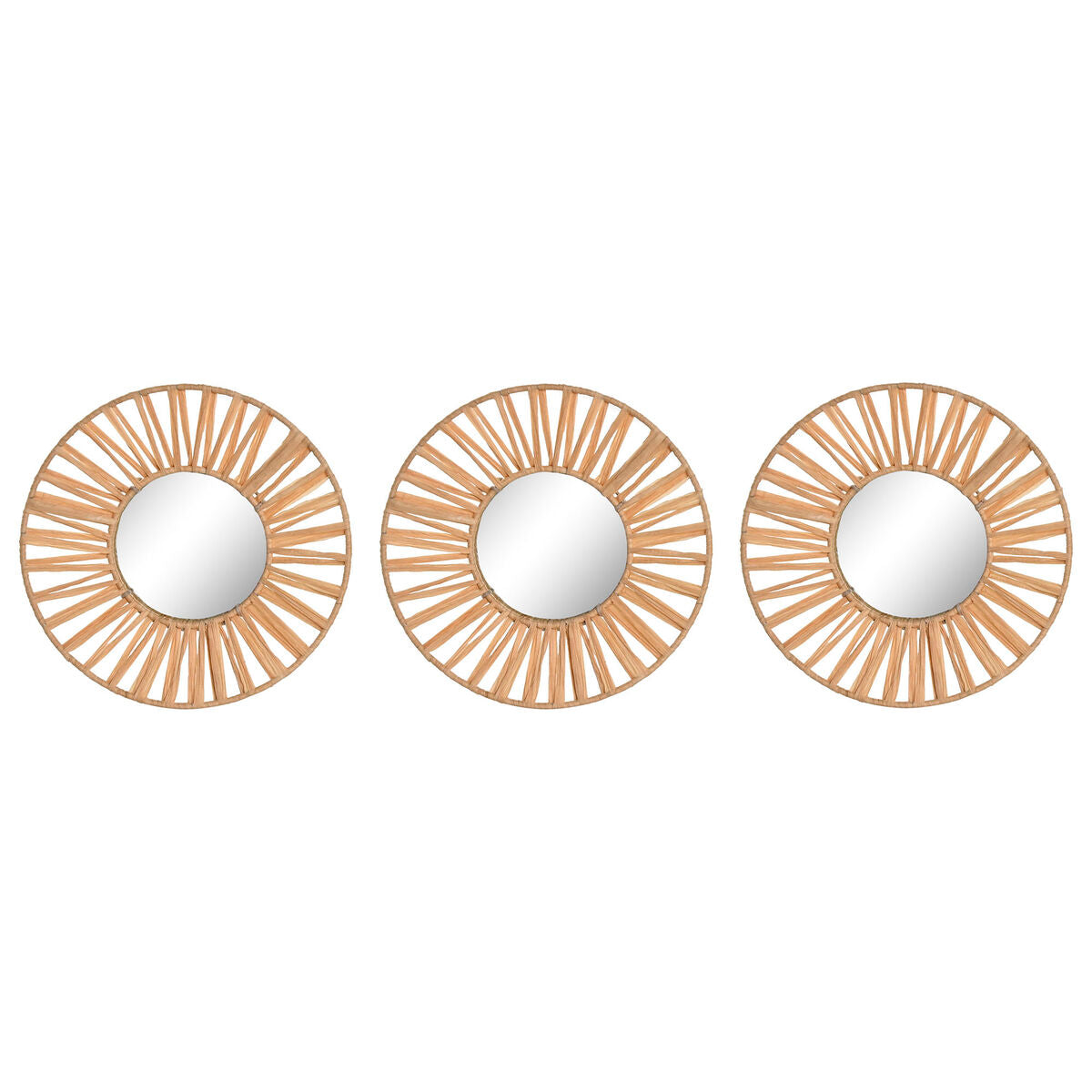 Mirror Set Home ESPRIT Natural Scandi 20 x 2 x 20 cm (3 Pieces)