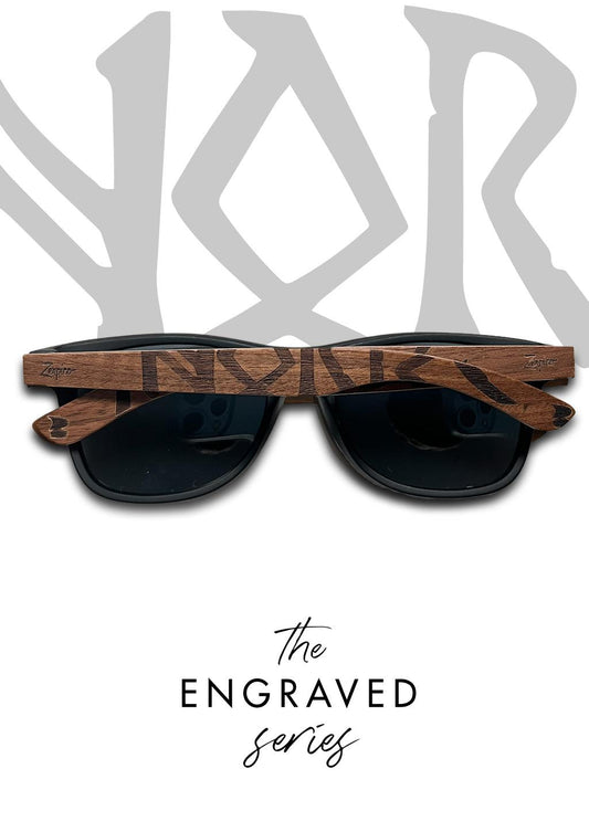 Eyewood | Engraved wooden sunglasses - Viking Runes - Norway