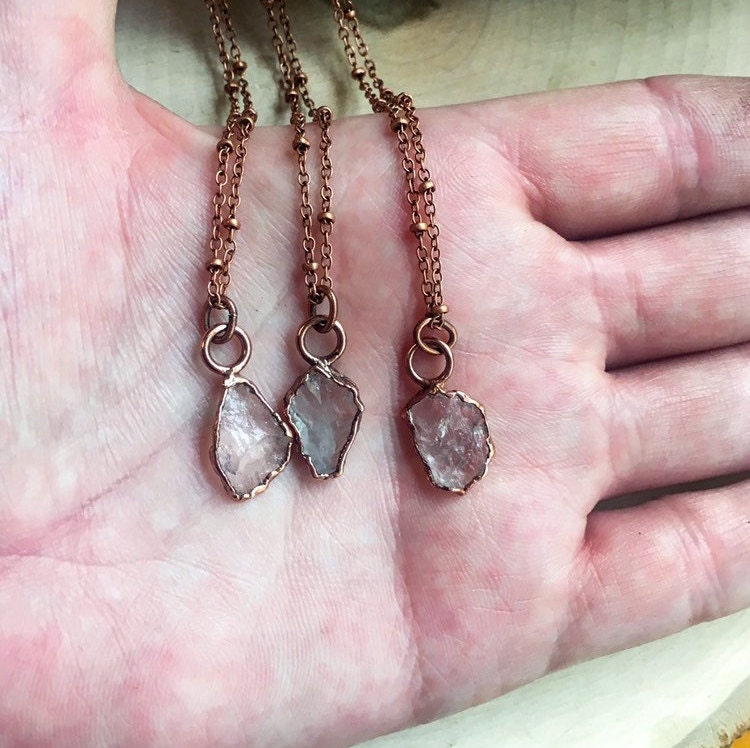Copper Rose Quartz Necklace - Self-Love Talisman | By Blackbird & Sage