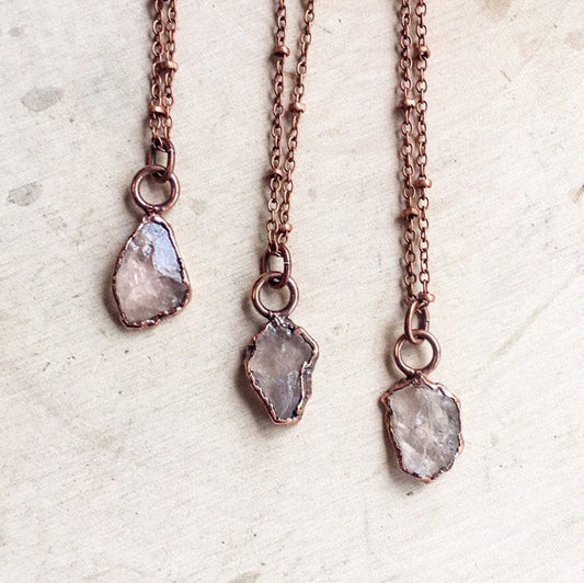 Copper Rose Quartz Necklace - Self-Love Talisman | By Blackbird & Sage